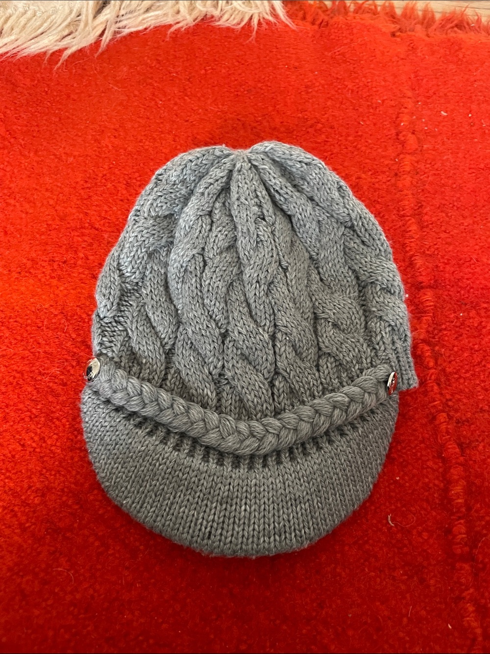Calvin Klein Knit Cable Visor Beanie - Gray